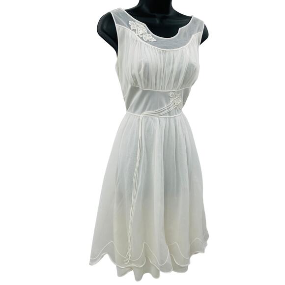 vintage sheer white chiffon lingerie nightgown - Picture 2 of 6